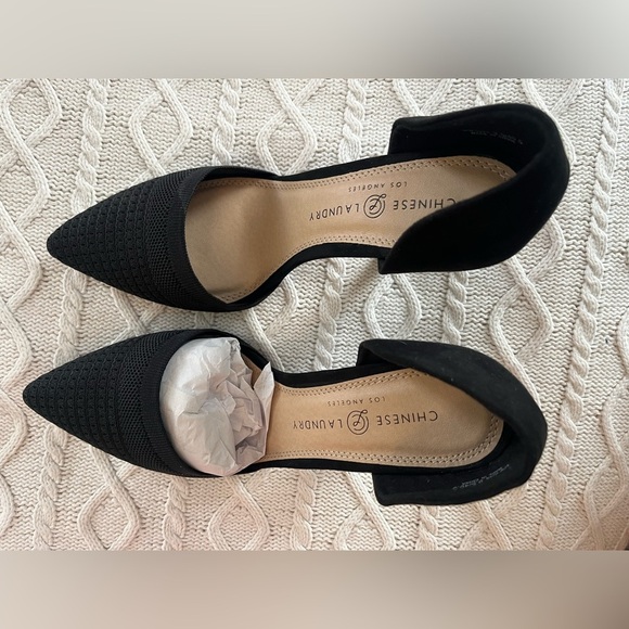 New! Chinese Laundry Black Pointed 4 inch Heels Crochet Fabric Front women’s 9.5 - Picture 5 of 12
